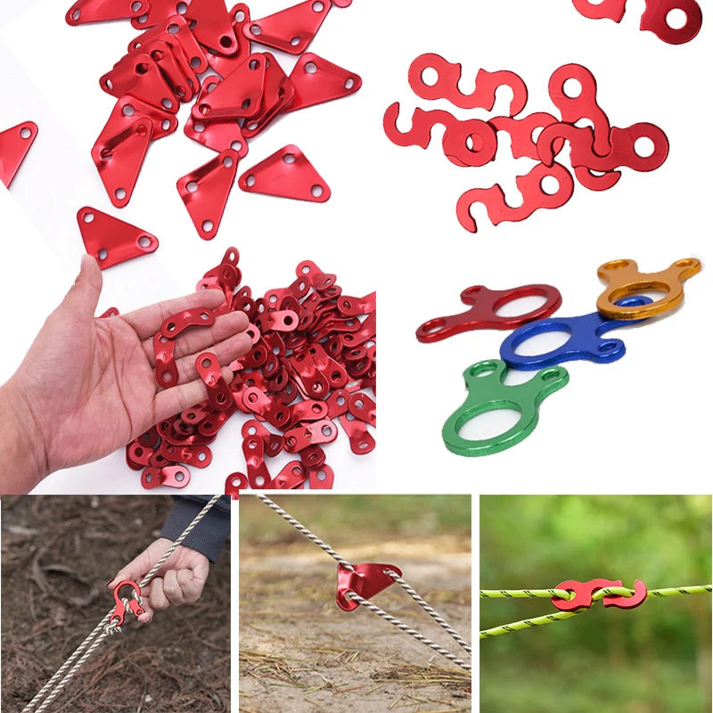 6/10/20pcs Alloy Guy Tent Rope Tensioners Adjustable 2/3 Hole Aluminium Awning Wind Rope Outdoor Camping Tents Buckle Accessory