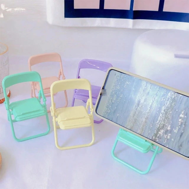 Hordozható Mini Mobiltelefon Állvány Asztali Szék 4 Színes Beállítható Makaron Színű Összecsukható Zsugorodási Dekoráció - Image 5