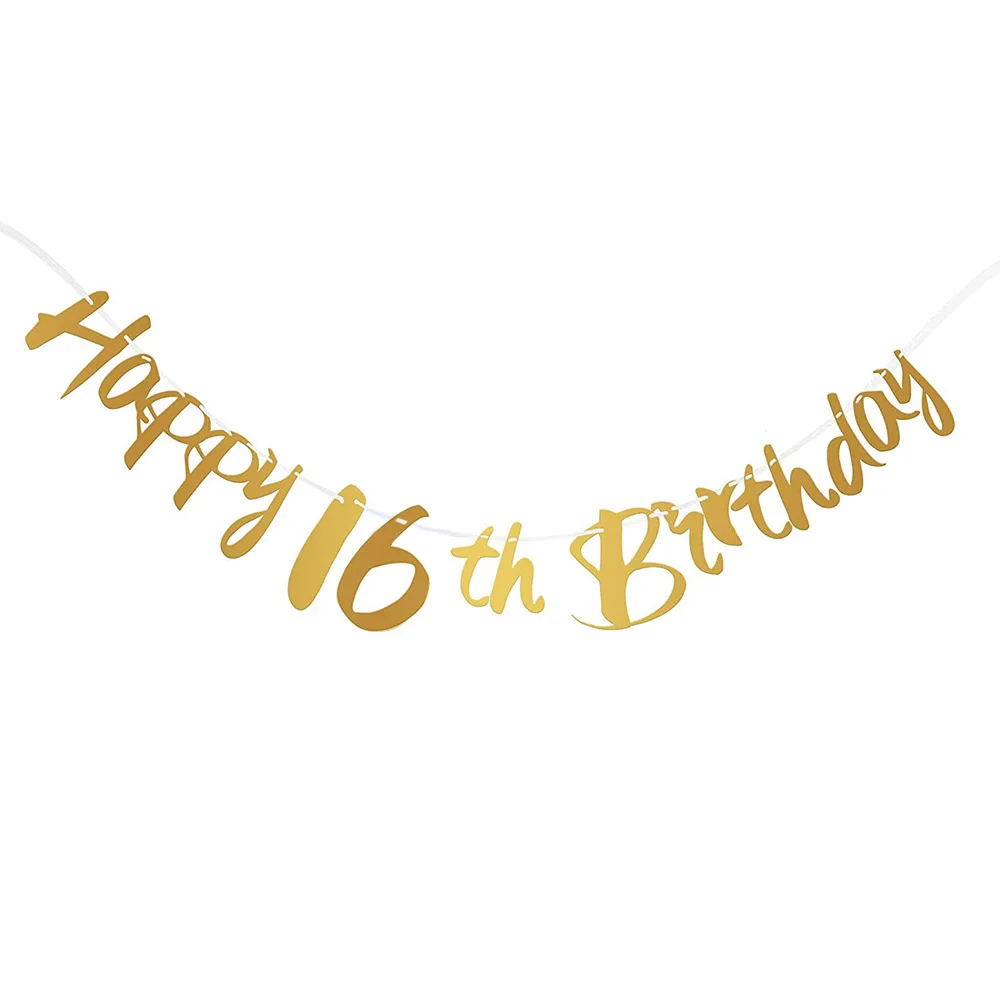 Elegant Black and Gold Paper Streamer Birthday and Anniversary Banner