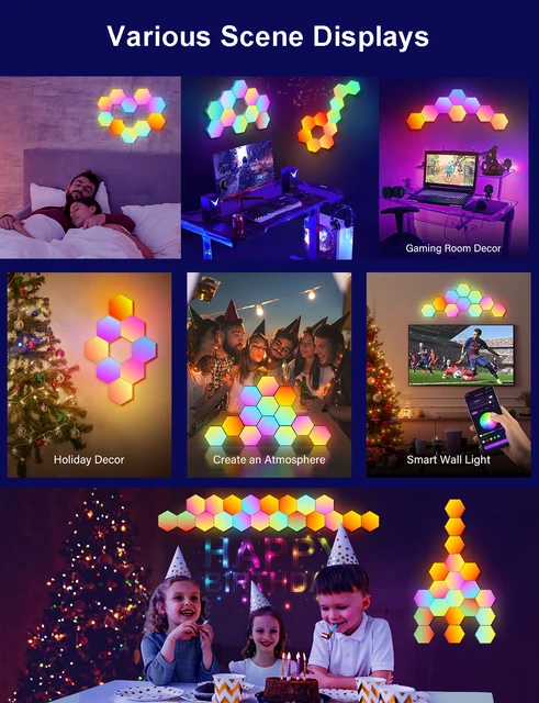 RGB Smart Hexagonal Wall Lamp APP Control 4