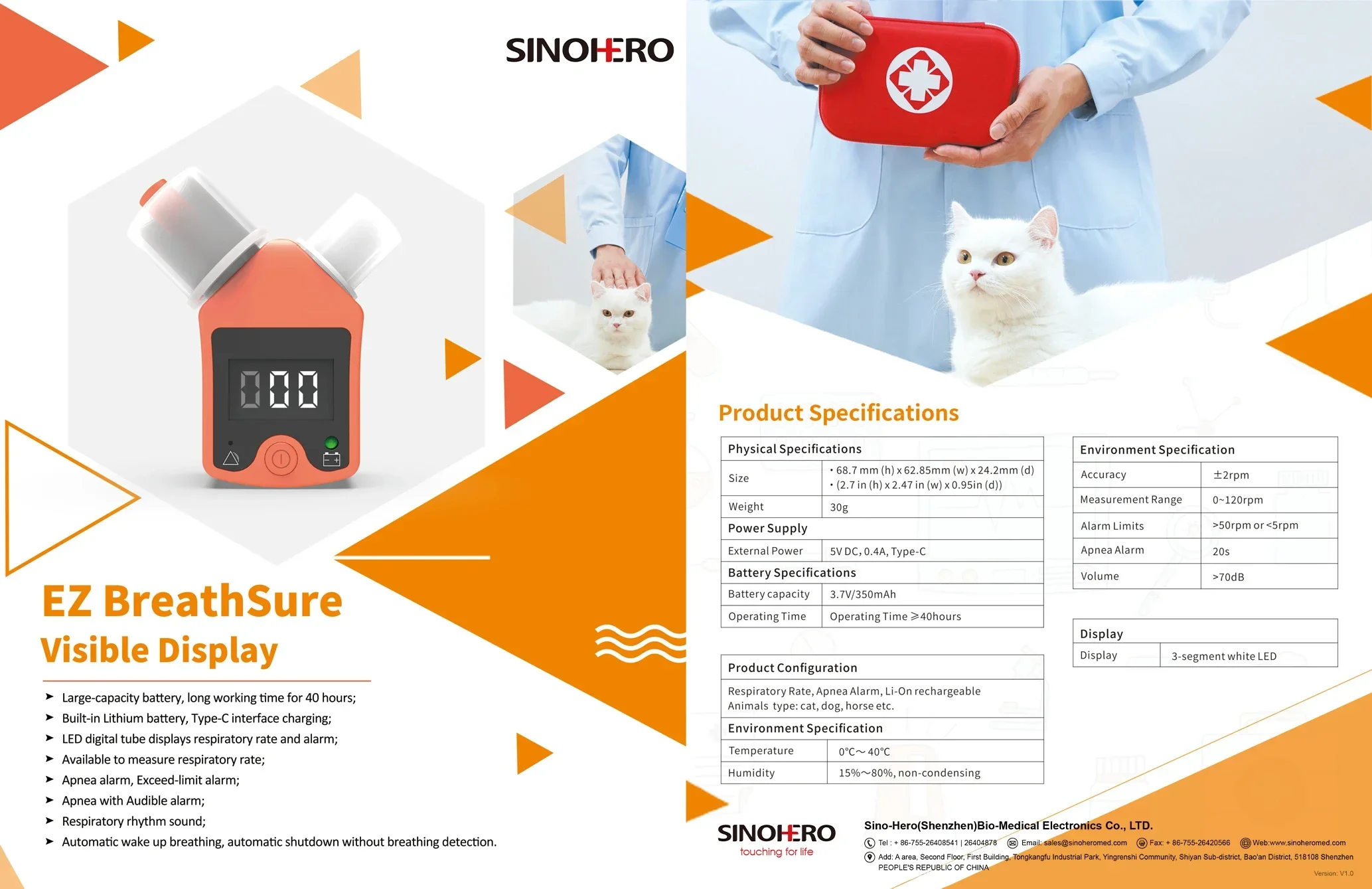Animal Apnea Monitor Breathing Safe Respiratory Monitor Anesthetic Monitoring Ve