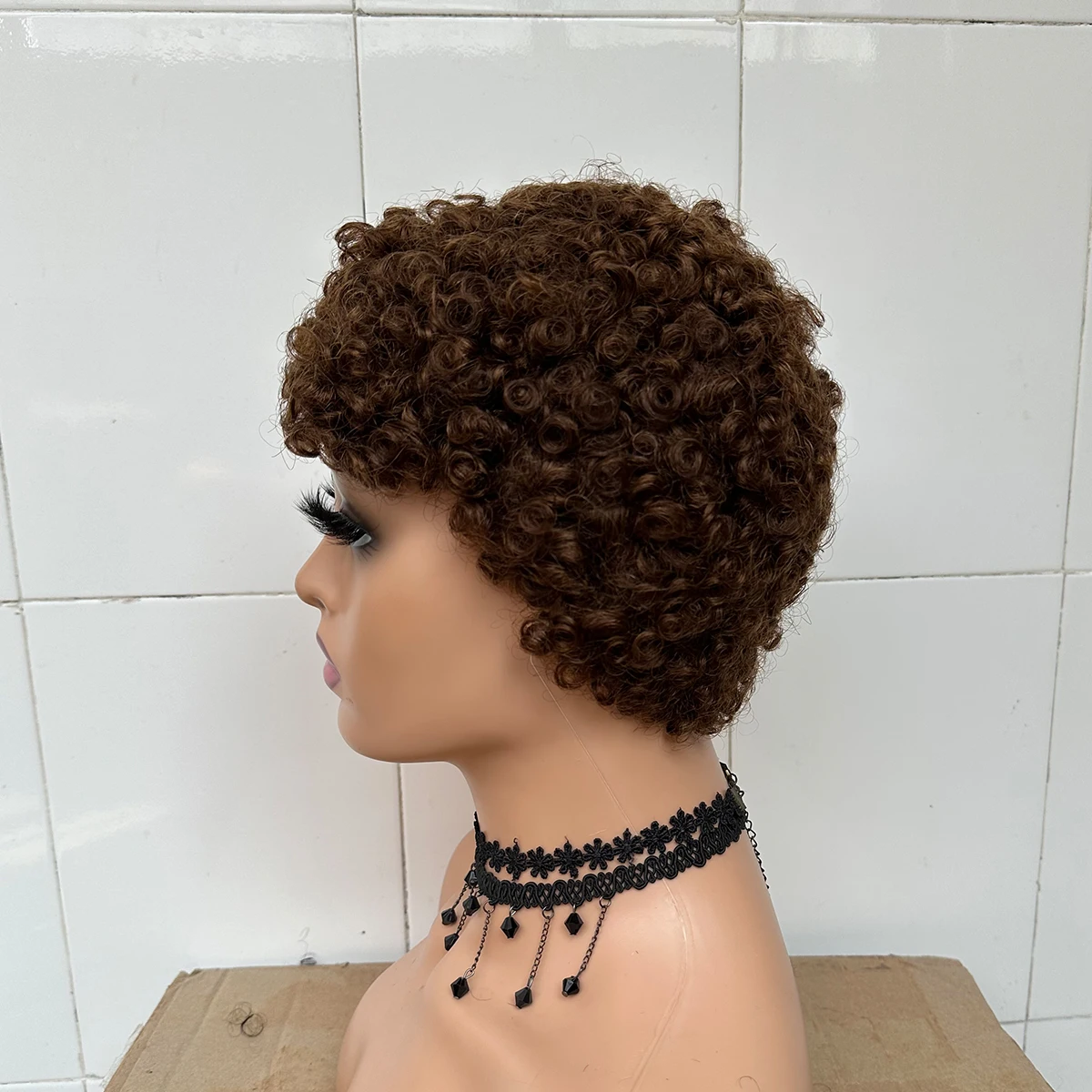 Short Pixie Cut Kinky Curly Wigs For Women Brazilian Remy Human Hair Wigs Full Machine Made Kinky Curly Wigs