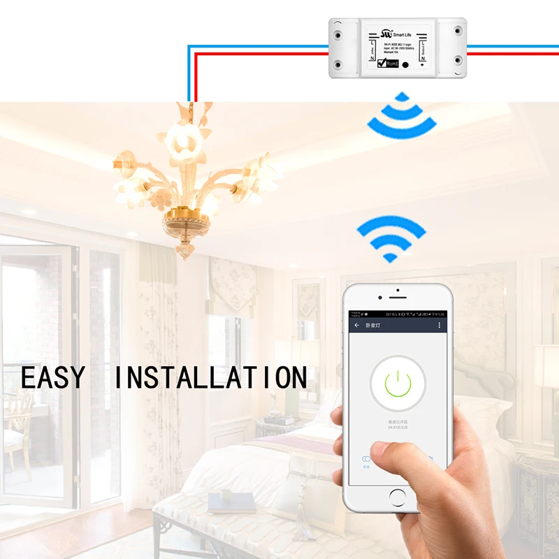 Mouehouse DIY Bluetooth Wi-Fi Smart Light Switch Timer Smart Life APP Wireless Remote Control Works with Alexa Google Home
