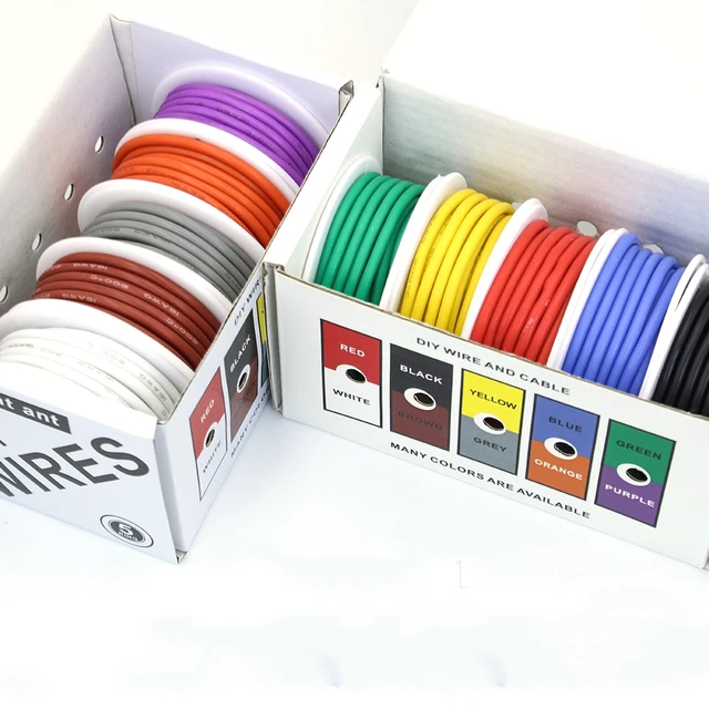 Heat Resistant Soft Silicone Wire 5 Colors in A Box Kit 30/28/26/24/22/20/ 18AWG Stranded Cable Electrical Tinned Copper Wire