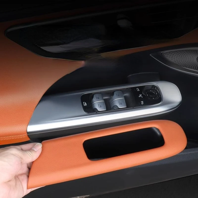 

For Mercedes Benz C Class GLC W206 X254 2022-2024 Leather Brown Car Window Lift Panel Cover Trim Sticker Car Accessorie