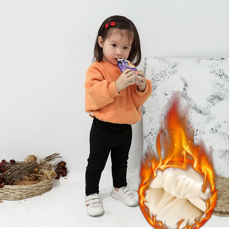 thumbnail image 1 of Children's Autumn Winter Trendy Kids Boys Girls Leggings Plush Thick Pants Keep Warm Trousers Wear Versatile Threaded Pants, 1 of 6