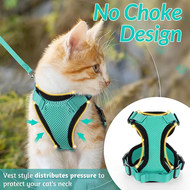 Cat Harness and Leash for Walking, Escape Proof Soft Adjustable Vest Harnesses for Cats, EasyControl 3
