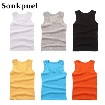 2-11Y Kids Baby Boys Vests T-shirts Children Summer Vest Top Outfit Kid Boy Girl Solid Tops Clothes Cotton Tees Black Playsuits 1