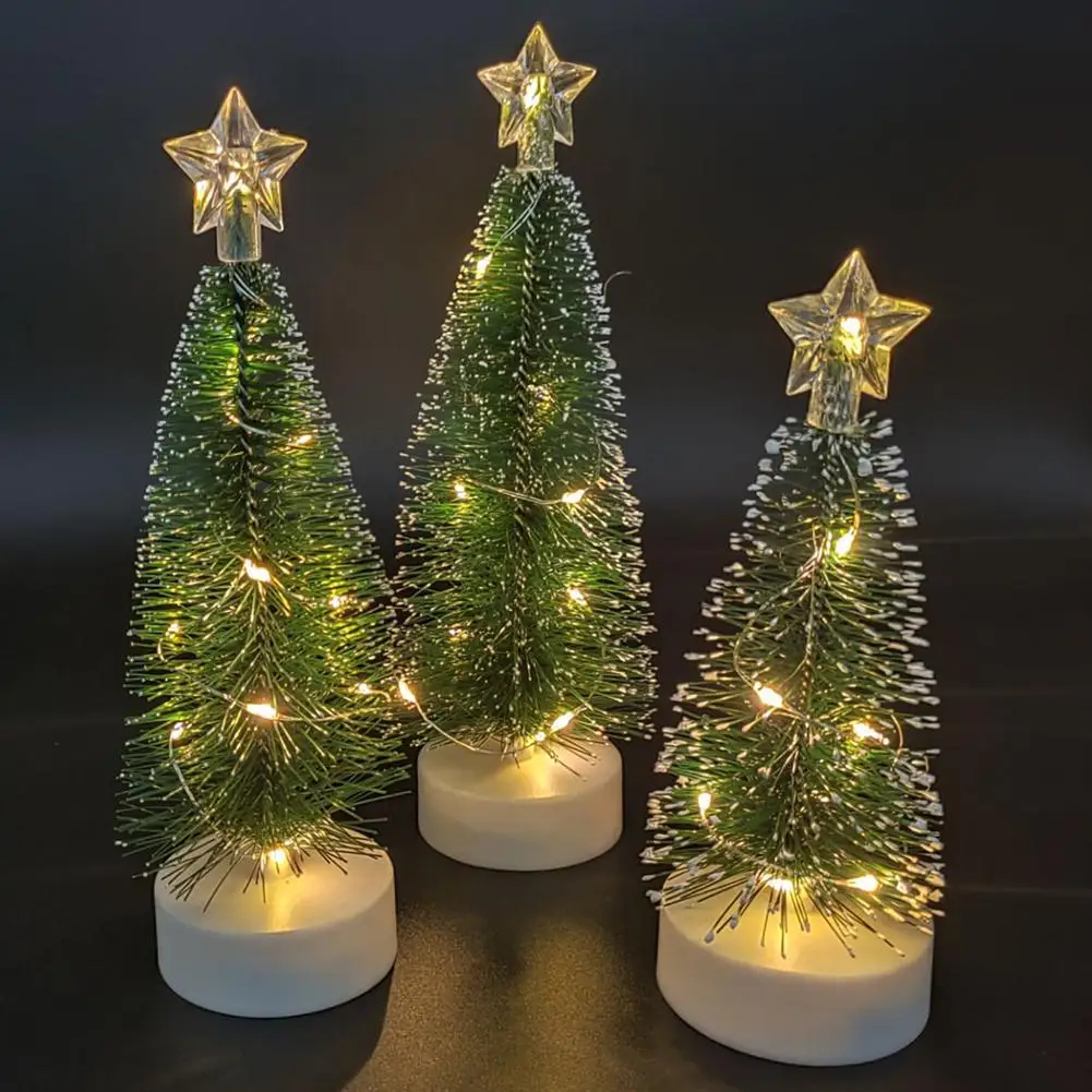 3pcs Led Mini Christmas Tree Desktop Decoration Ornaments Photography Props With Colorful Lights For Home Arbol De Navidad