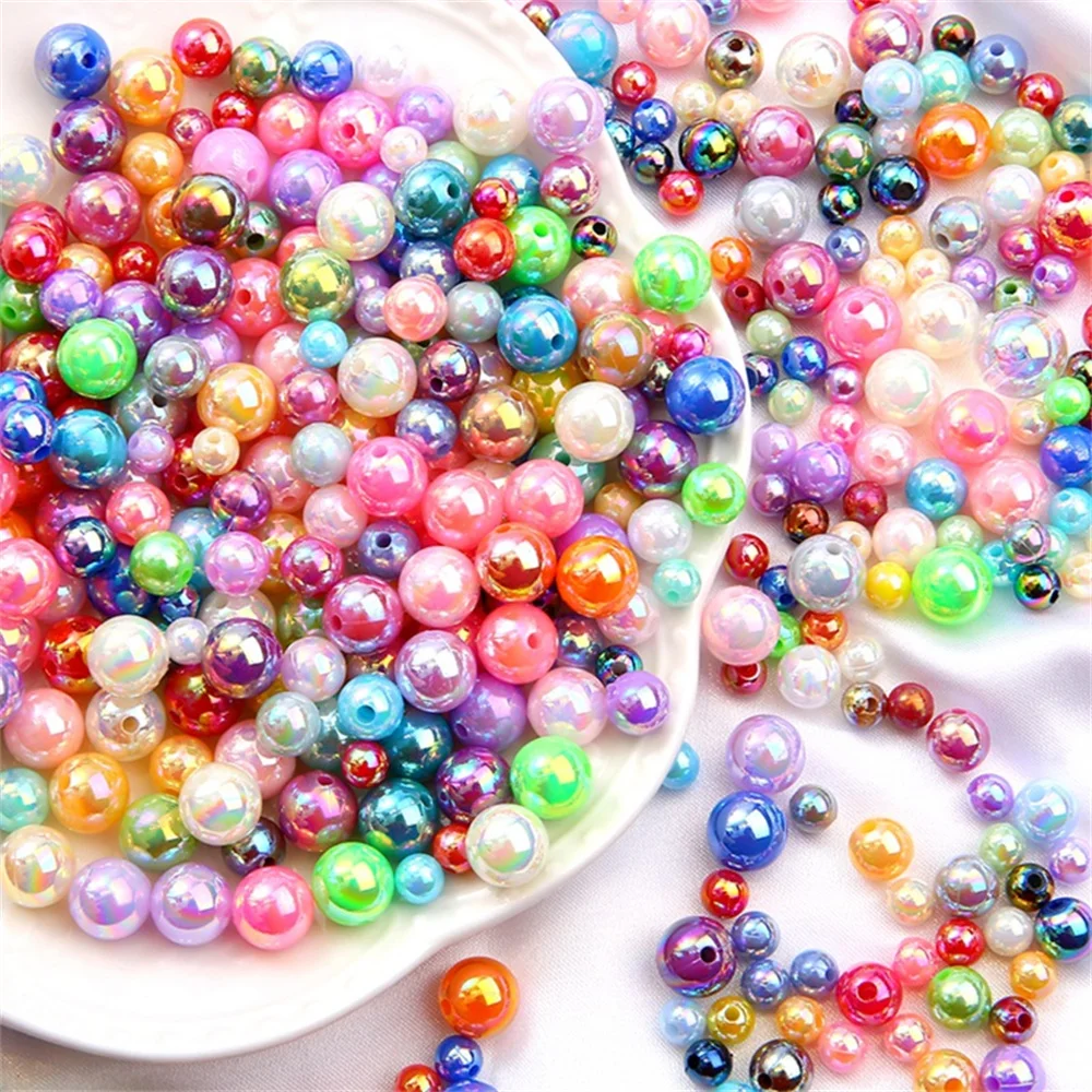 

Acrylic ABS imitation pearl AB color round beads beads beads beads scattered diy production bracelet accessories materials