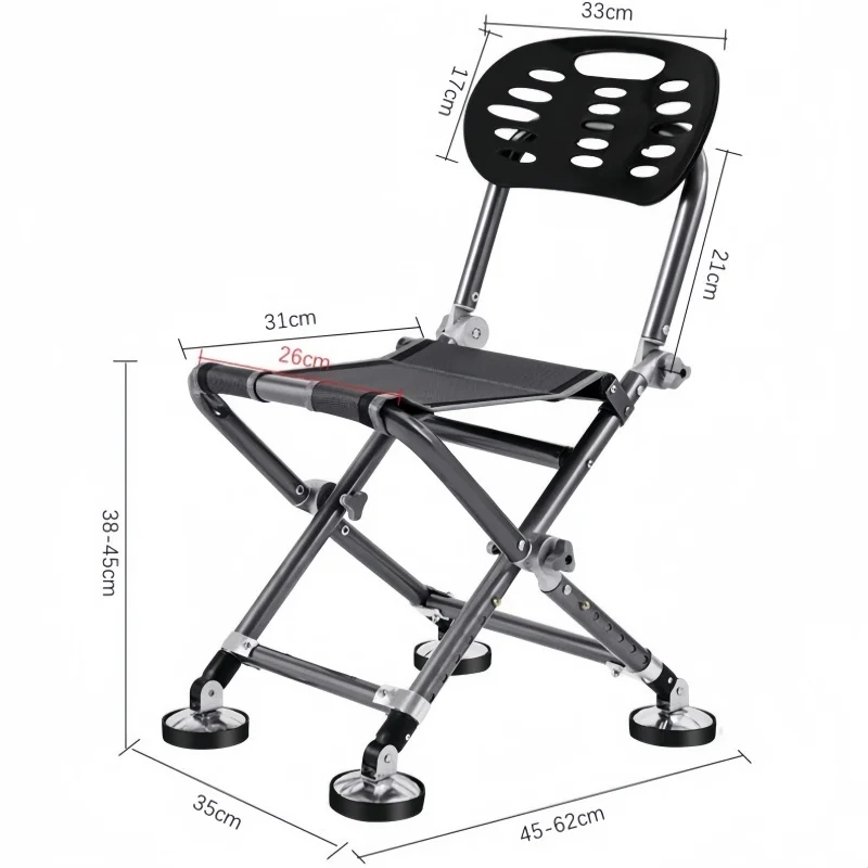 Outdoor All Terrain Fishing Chair Foldable Beach Chair 180 Degree Adjustable Backrest Camping Stool Fishing Gear folding chair retractable stool