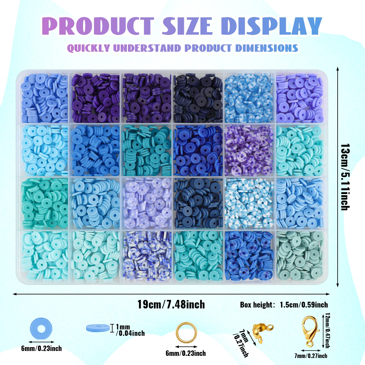 16106 Pcs Clay Beads for Bracelet Making kit,7 Boxes DIY Polymer Clay Beads Kit。