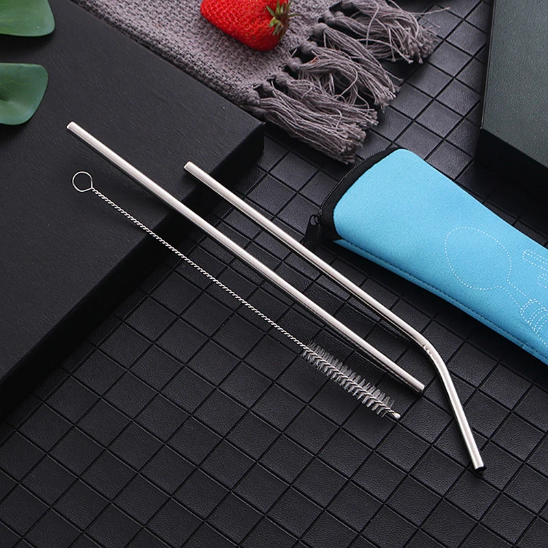 Stainless Steel Tableware Straw Fork Spoon Family Travel Camping Cutlery 8Pcs