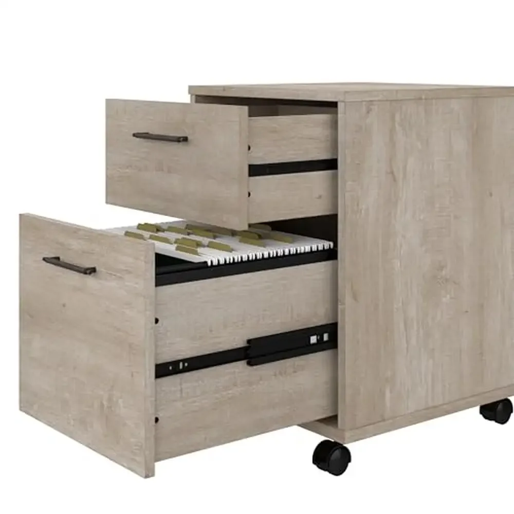 L Shaped Desk and File Cabinet Bundle Durable Corner Desk Office Supplies Washed Gray 3