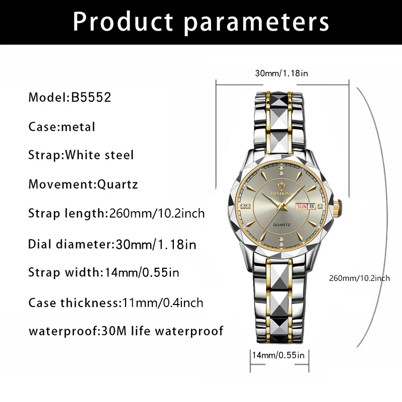 Luxury Women's Quartz Watch – Elegant Waterproof Design with Luminous Dial, Perfect Gift