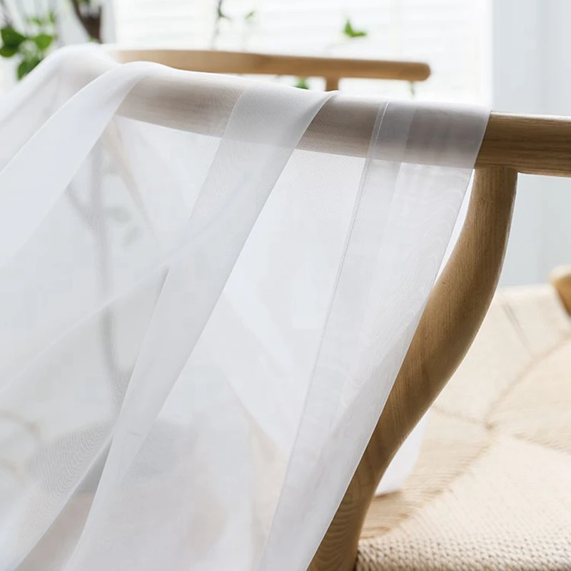White Curtains Modern Solid Color Sheer Curtains Living Room Bedroom Balcony Transparent Window Blinds Wedding Decor sheer curtains,window curtains,decor curtains,light filtering curtains