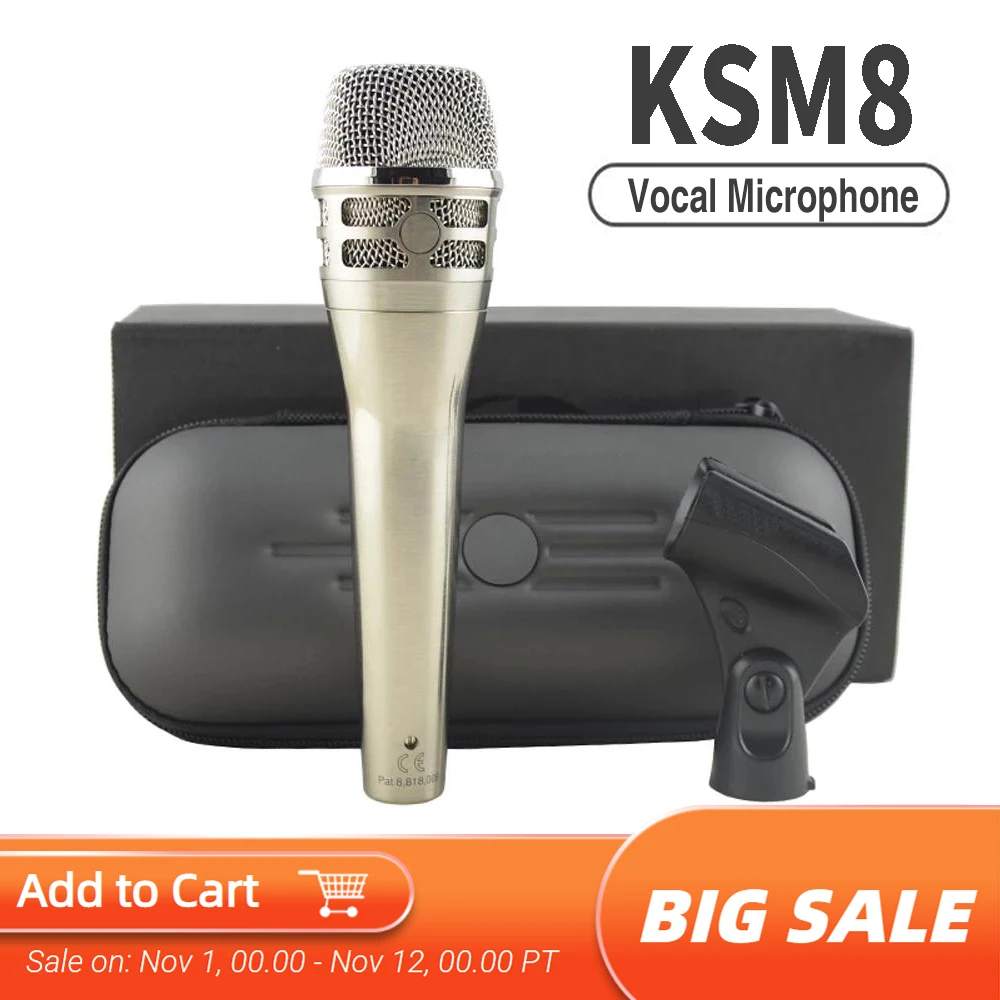 

Professional Dynamic KSM8 Wired Cardioid Microphone Karaoke Recording Vocals KSM8/B Mic for Stage Recording Performance