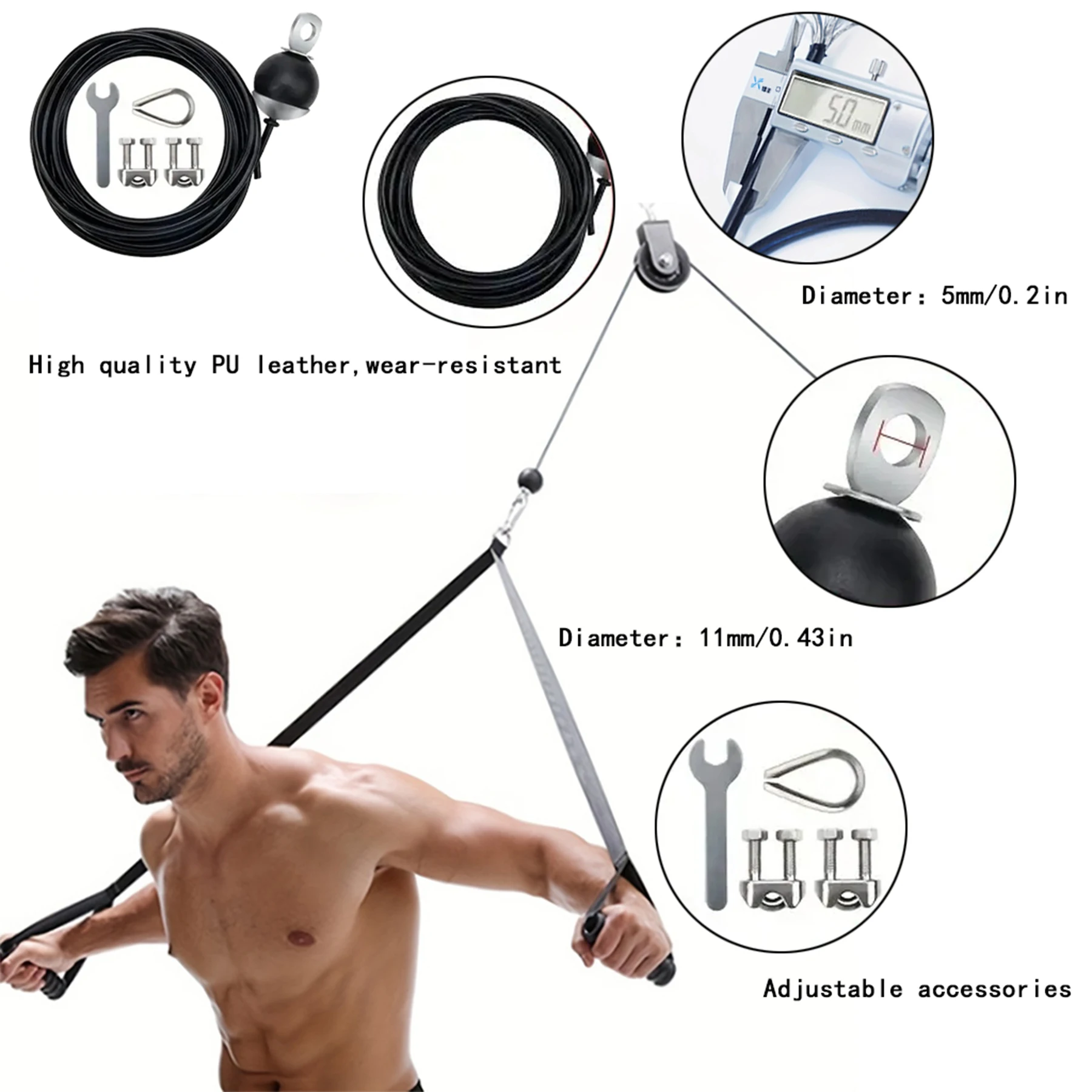 Gym Accessories Fitness Cable Pulley Fitness Pulley Cable Fitness Pulley 196 inch thick 5mm adjustable home gym pulley system replaces fitness cables gym pulley system accessories