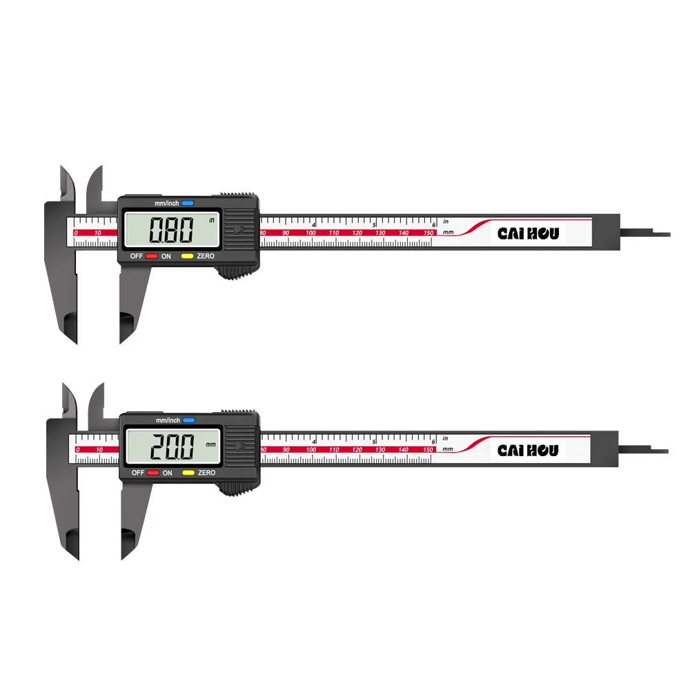 Precision 150mm Carbon Fiber Digital Caliper with LCD Display and Auto-Shutdown Function