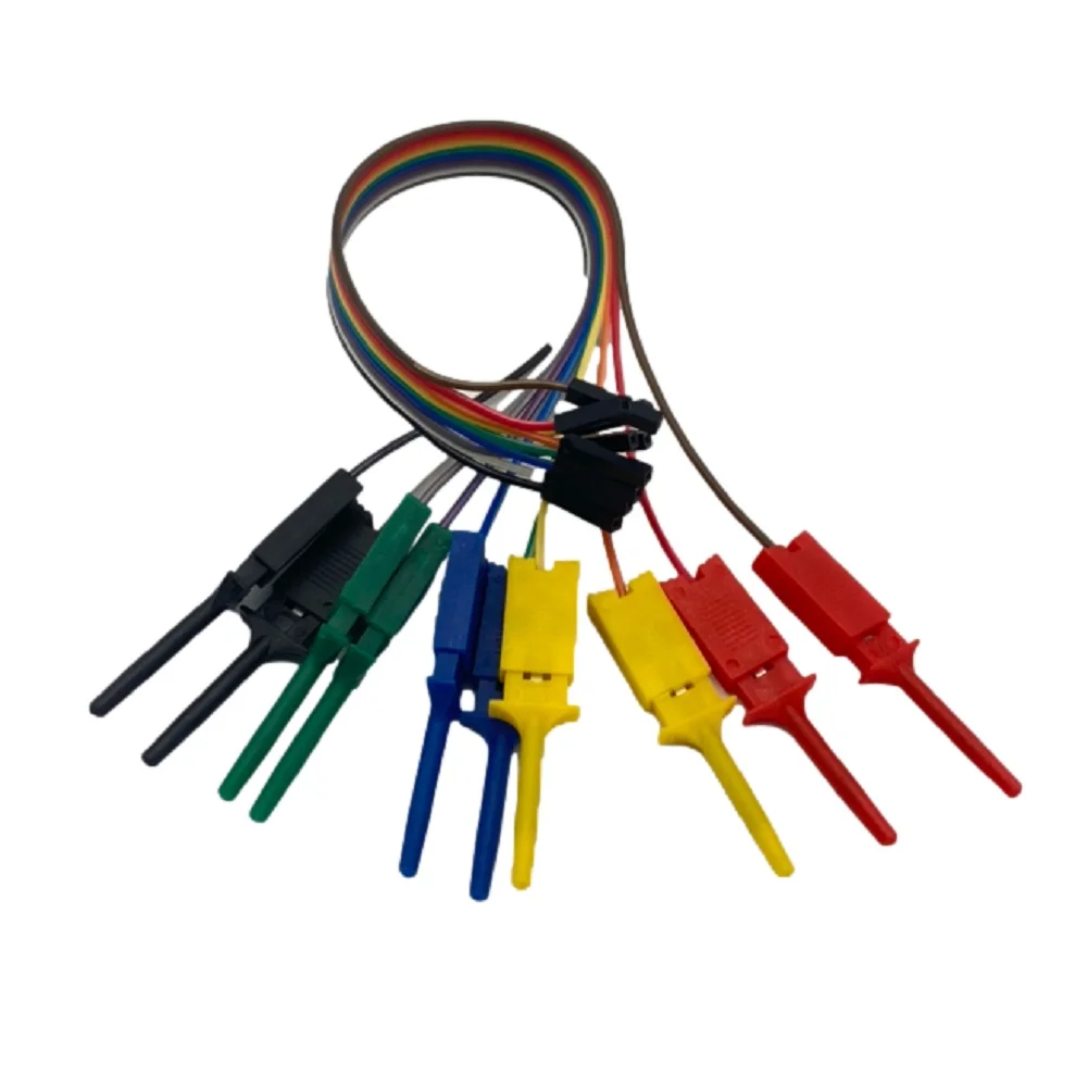 20cm 10 Pins Logic Analyzer Cable Test Lead Hook Cable Clamp 5Color Probe Testing Electrical Equipment High Efficiency