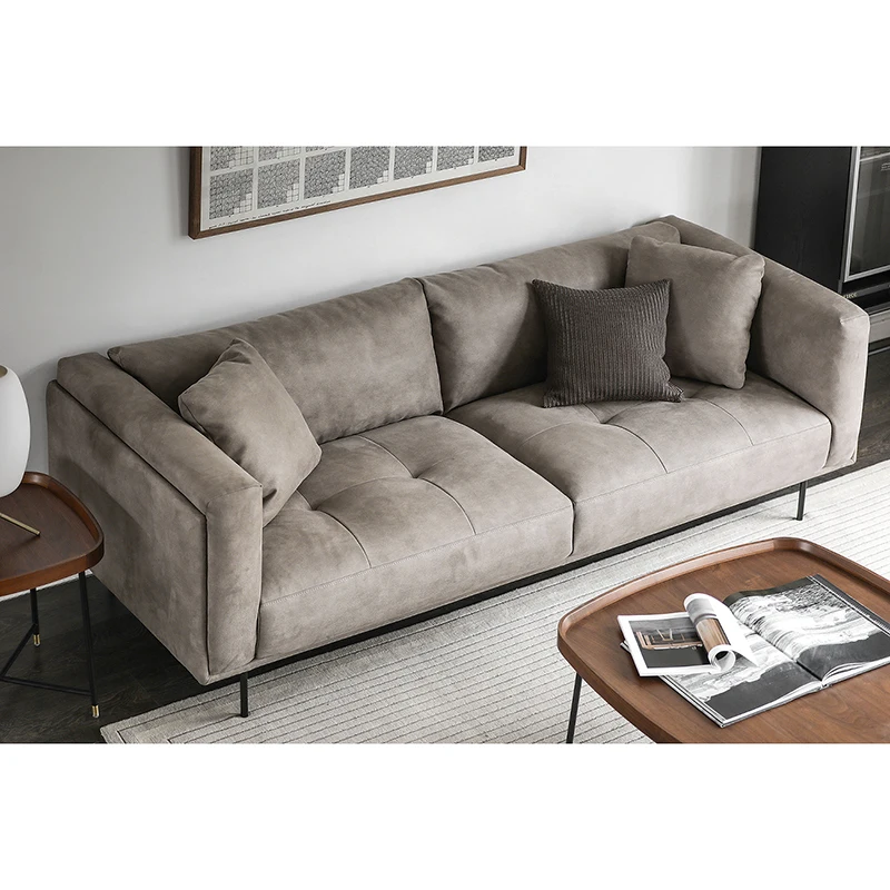 

Italian Minimalist Fabric Sofa Nordic Light Luxury Straight Row Sofa Modern Minimalist Living Room Three-Seat Sofa