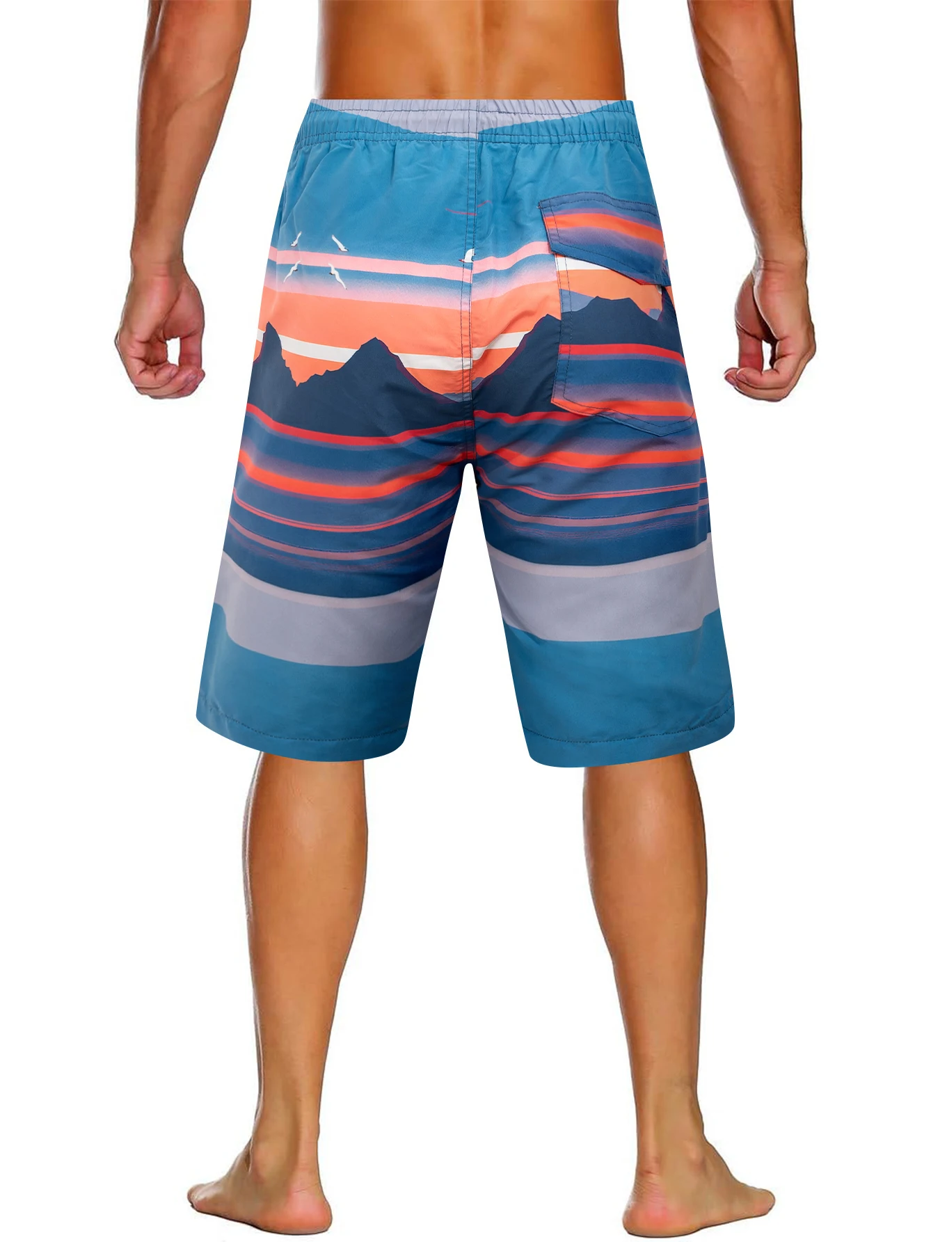 Men's Lightweight Quick Dry Beach Shorts Elastic Waist Drawstring Swim Trunks Spring&Summer Swimwear Athletic Running Pants