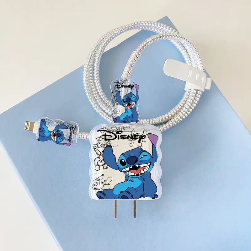 18W/20W Charger Protective Case Cartoon Stitch Cable Protector for iPhone 16 15 Charging Cable Data Charger Rope Cable Winder - Image 9