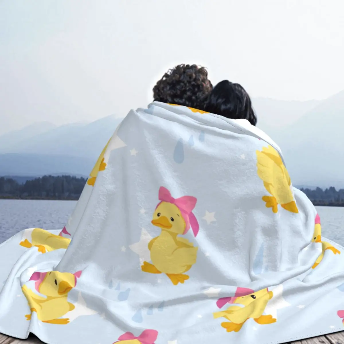 Sweet Little Duck Pattern Cartoon Blanket Flannel Winter Portable Lightweight Throw Blankets for Bedding Outdoor Bed