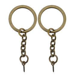 Set of 10 Rose Gold and Black Metal Key Rings with Open Split Design - 25mm  Out  Size (Antique Bronze - C)