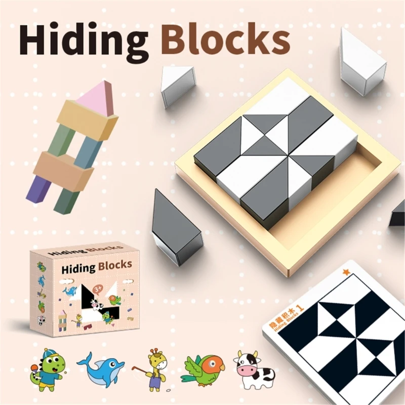 

Creative Hiding Block 3D Puzzle Toy for Toddler Montessori Building Block Set Preschool Color Shape Matching Brain DropShipping