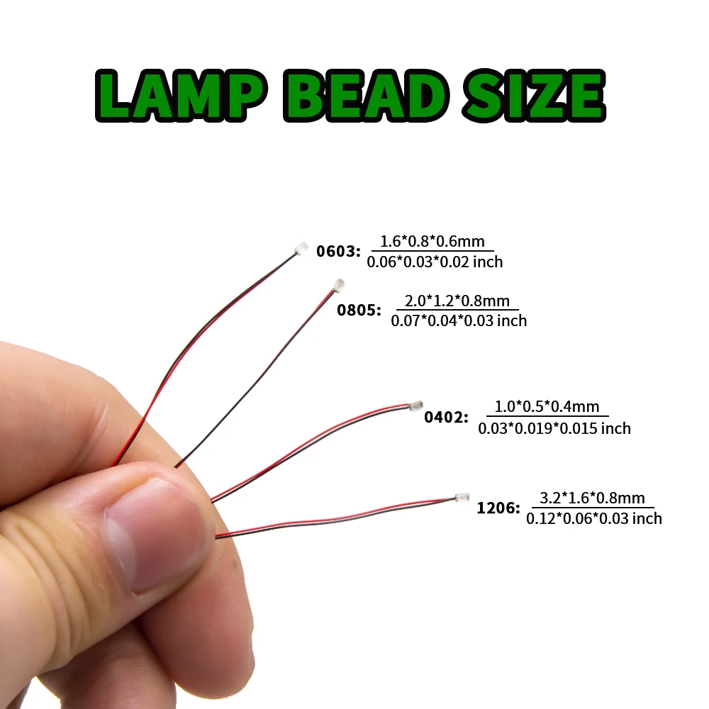 Micro LED Lamp Chips 10pcs/Set 3V Pre-Soldered 0402 0603 0805 1206 20-30cm Litz Wire Lamp Railway Lighting DIY Model Electronics