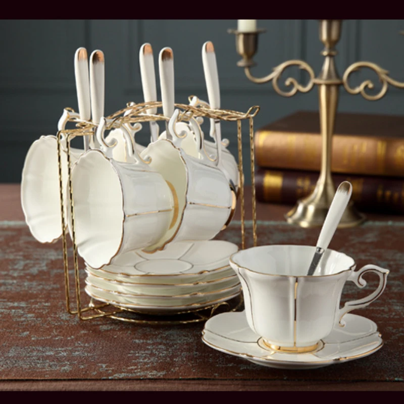 British Afternoon Tea Cup Set, European Luxury Ceramic Cup with Plate & Spoon, Porcelain Tea Mug 5