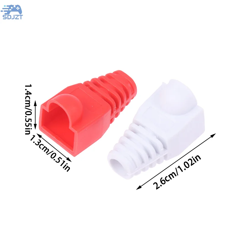 혼합 색상 RJ45 이더넷 네트워크 케이블, 스트레인 릴리프 부츠 케이블 커넥터 플러그 커버, 보호 슬리브, 100 개