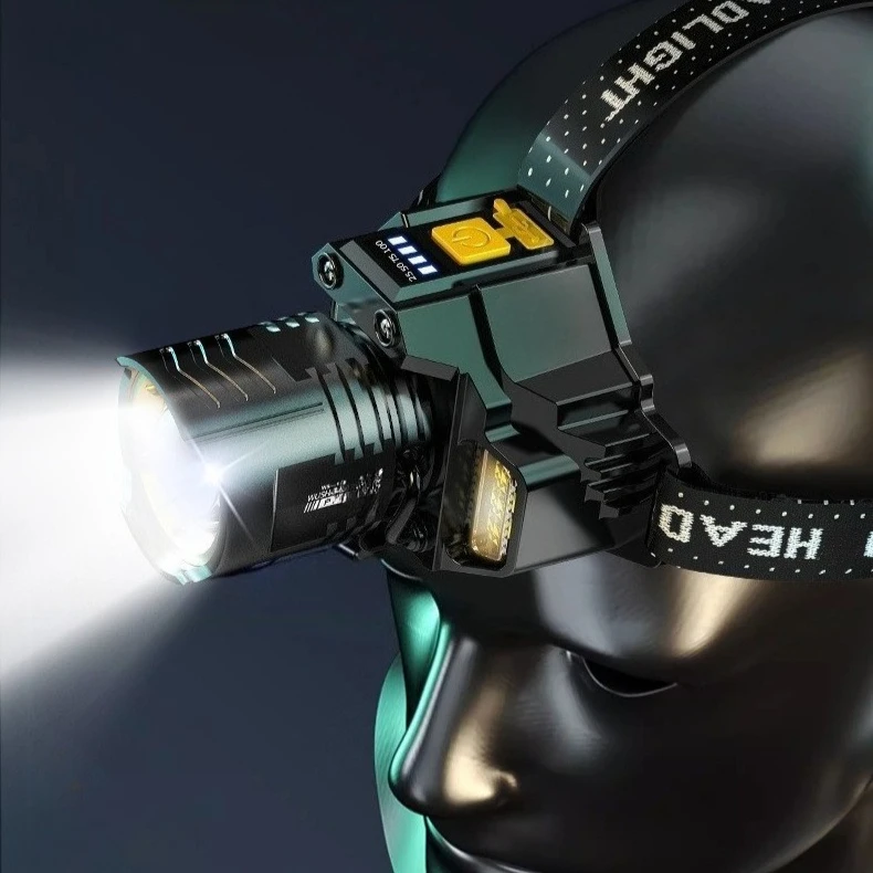 Powerful LED Headlamp Motion Sensor Headlight 1200mAh Rechargeable COB Head Flashlight High Power for Fishing