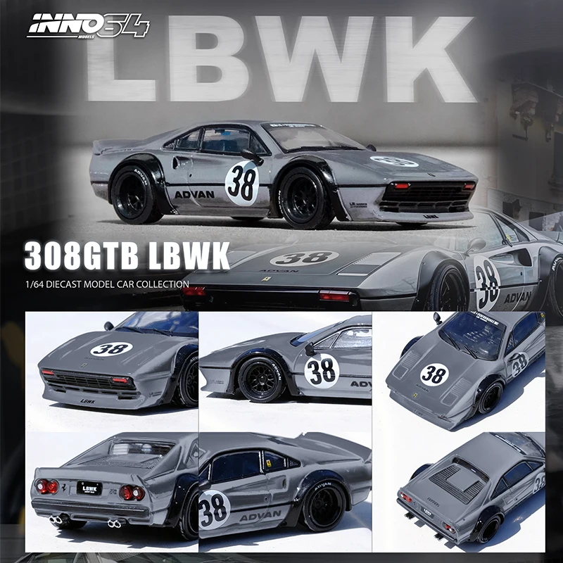 INNO в наличии 1:64 LBWK 308 GTB серая коллекция моделей автомобилей под давлением, миниатюрные игрушки