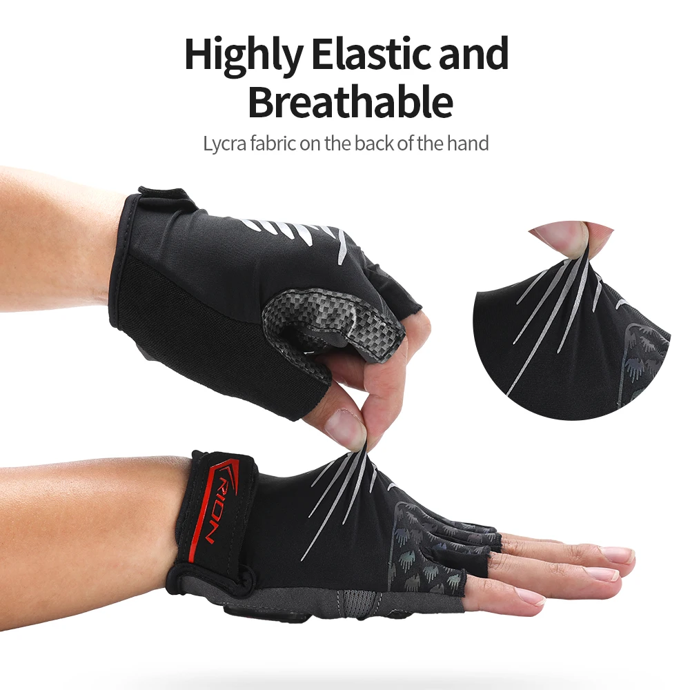RION Men's Shockproof Gel Pad Cycling Glove Half Finger Sport Gloves Summer Bicycle Gym Fitness  MTB Bike Fingerless Motorcyclis 4