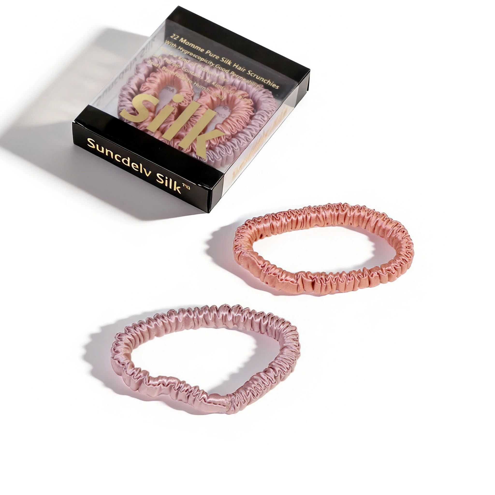 Luxurious Mulberry Silk Skinny Scrunchies Set – Anti-Crease, Gentle & Durable Hair Accessory