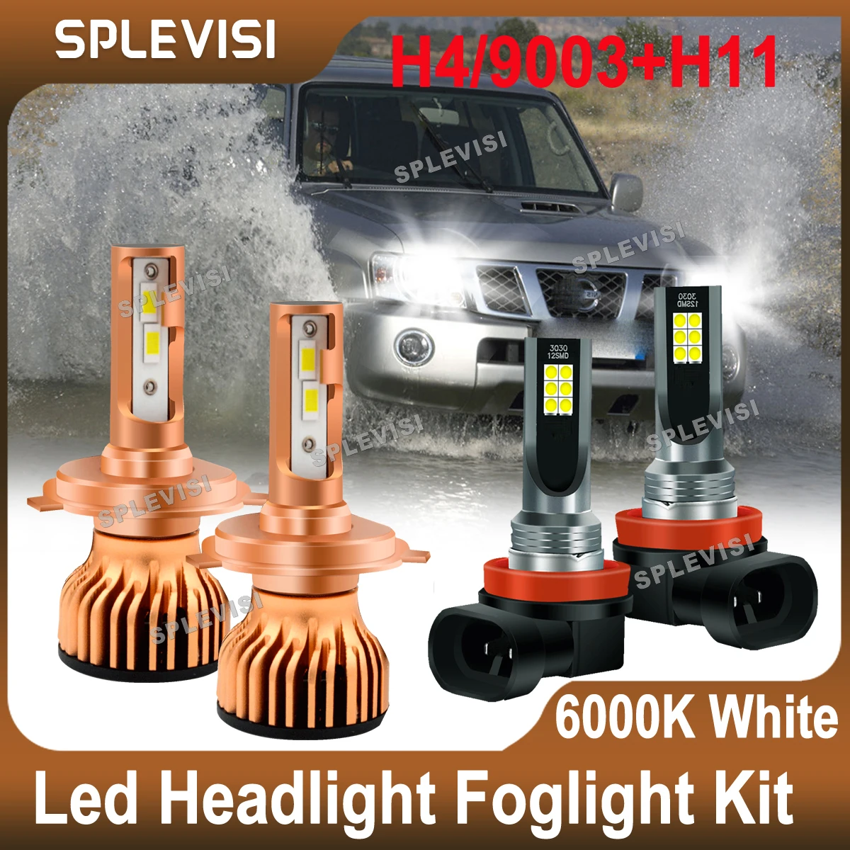 

Led Car Light Pure White Compatible For Nissan Patrol 2007 2008 2009 2010 2011 2012 Headlight H4 High Low Beam H11 Foglamp Kit