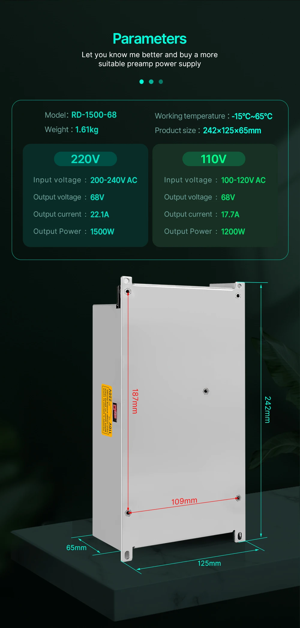RD Switching Power Supply 400W-1500W SMPS CNC Adjustable Voltage For RD6006W RD6