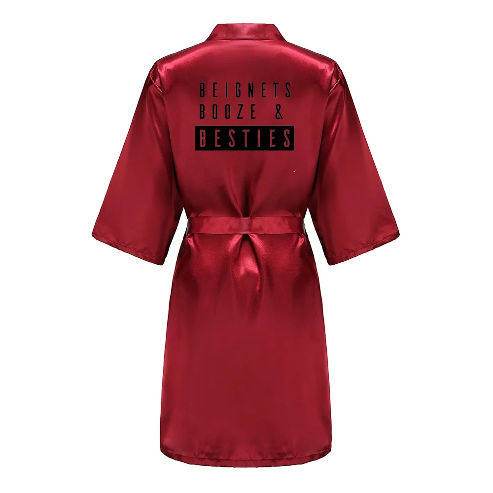 BESTIES Women Wedding Satin Dressing Gown Personalized Bathobe Bridal Party Robes Bridesmaid Robes gift Team Bride