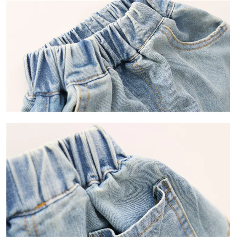 새로운 키즈 디자이너 세련된 블루 진 반바지(주머니 포함) 십대 소년 캐주얼 데님 반바지 어린이 무릎 길이 하의 2-13Y