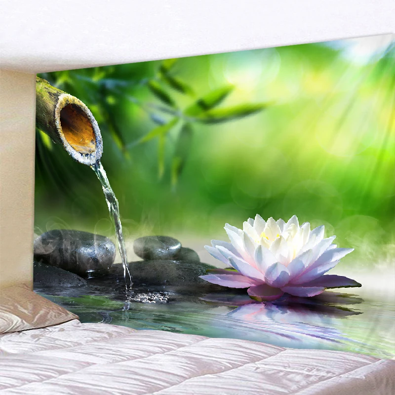 

Wall tapestry, Zen garden, massage stone and water lily beach towel Throw Blanket picnic yoga mat family outfit