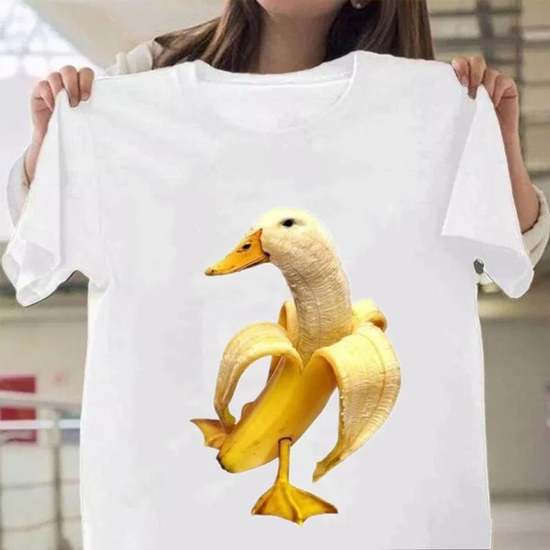 

Funny Banana Duck Print Women T Shirt Short Sleeve O Neck Loose Women Tshirt Ladies Tee Shirt Tops Camisetas Mujer