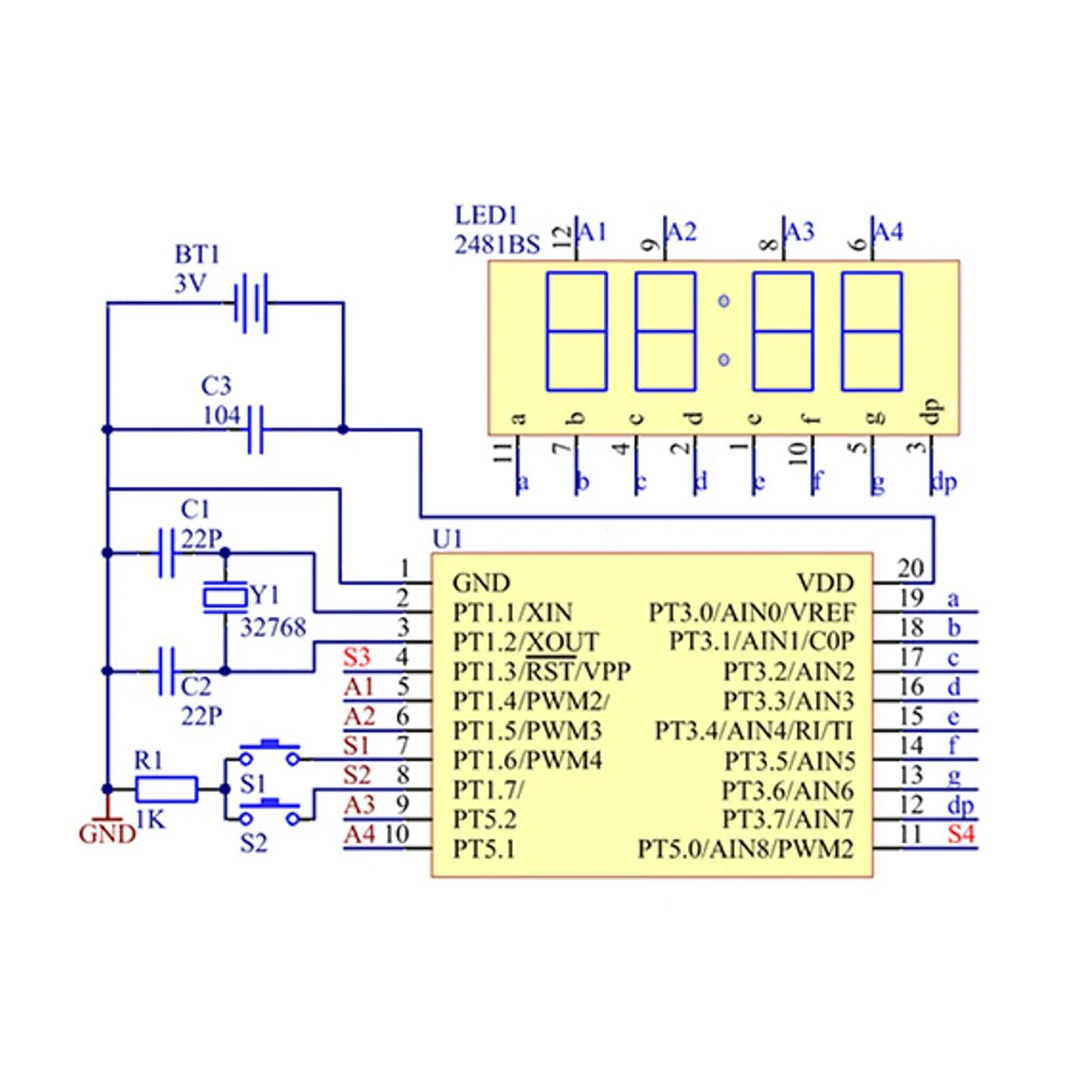 Masa üzerinde serili Kendin Yap elektronik saat bileşenleri