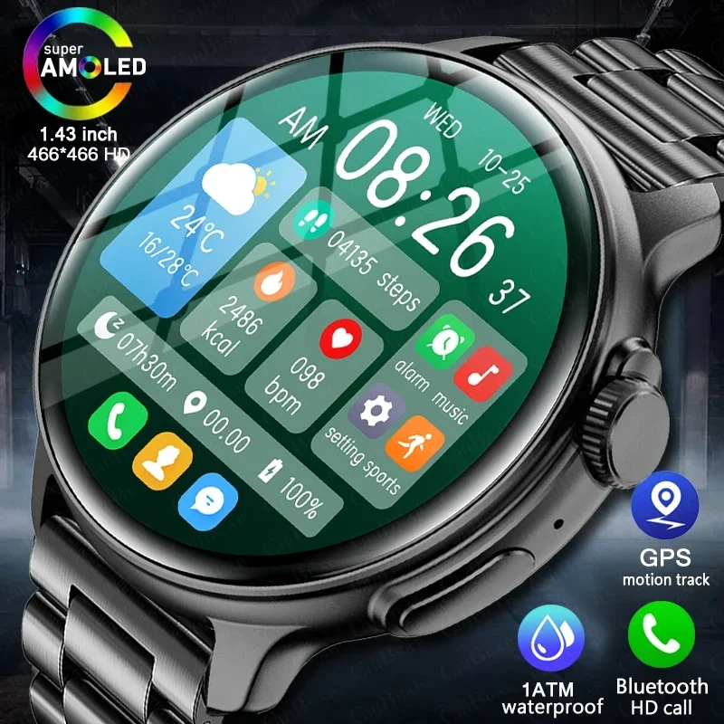 

2024 Real AMOLED Smart Watch Men Women 1.43 Inch 1ATM Waterproof Sports Watch Screen Always Show Time Voice Calling Smartwatch