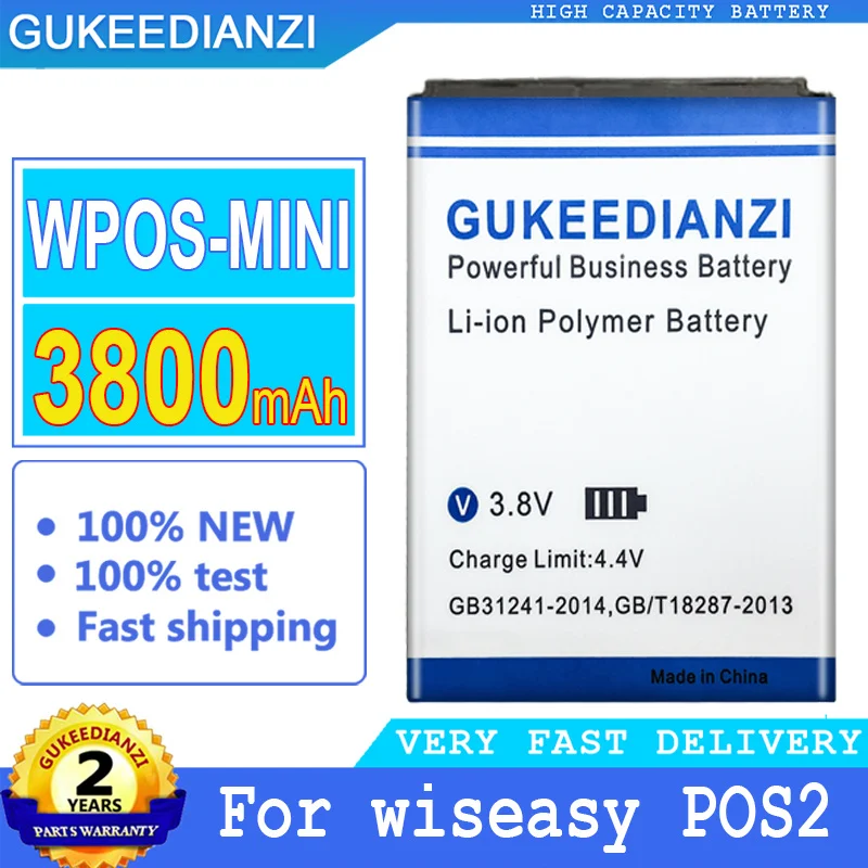 

3800mAh GUKEEDIANZI Battery For wiseasy POS2 pos 2 W-A/W-mini WPOS-MINI Big Power bateria