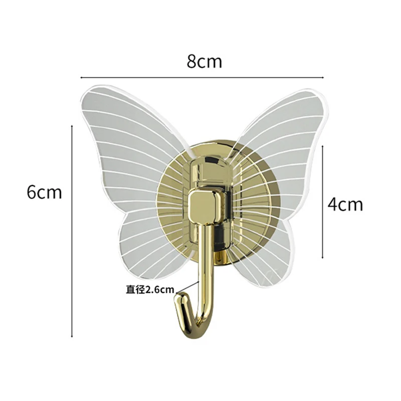 Acrylic Butterfly Transparent Hook Clothes Hanger For Bathroom Wall Hanging Rack Organization Storage Door Hooks Kitchen Gadget 6