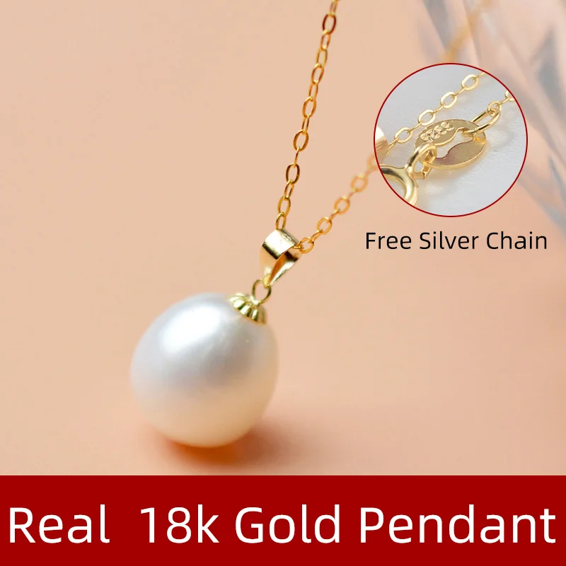 Pendant Necklace Gold Necklace 18K Yellow Gold Necklace Pendant Natural Freshwater Pearl For Women