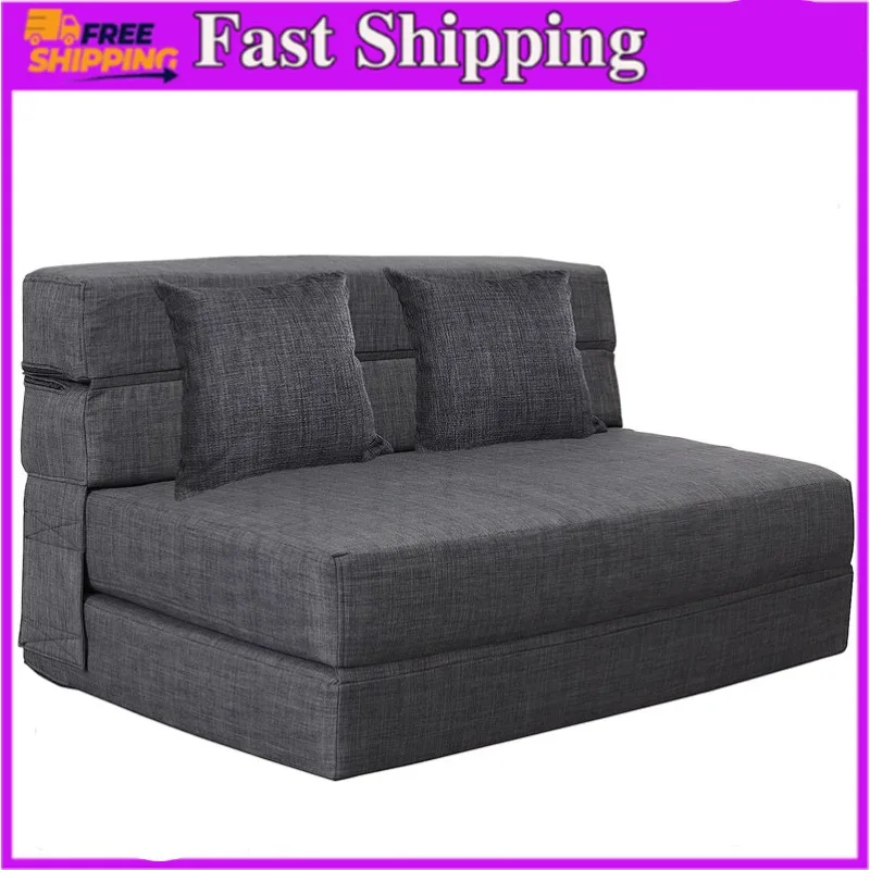 

Queen Size Folding Sofa Couch Memory Foam with 2 Pillows Sleeper Chair Lazy Couch Triple Futon Convertible Guest Bed