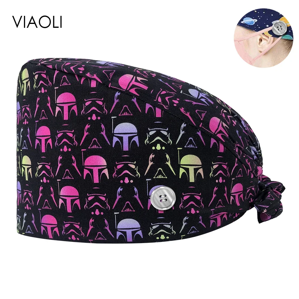 Medical Scrub Hats New Scrub Nurse Hat Floral Bouffant Cap Fashion Multicolor Nurse Scrub Caps Adjustable Bandage Turban Surgical Doctor Hats